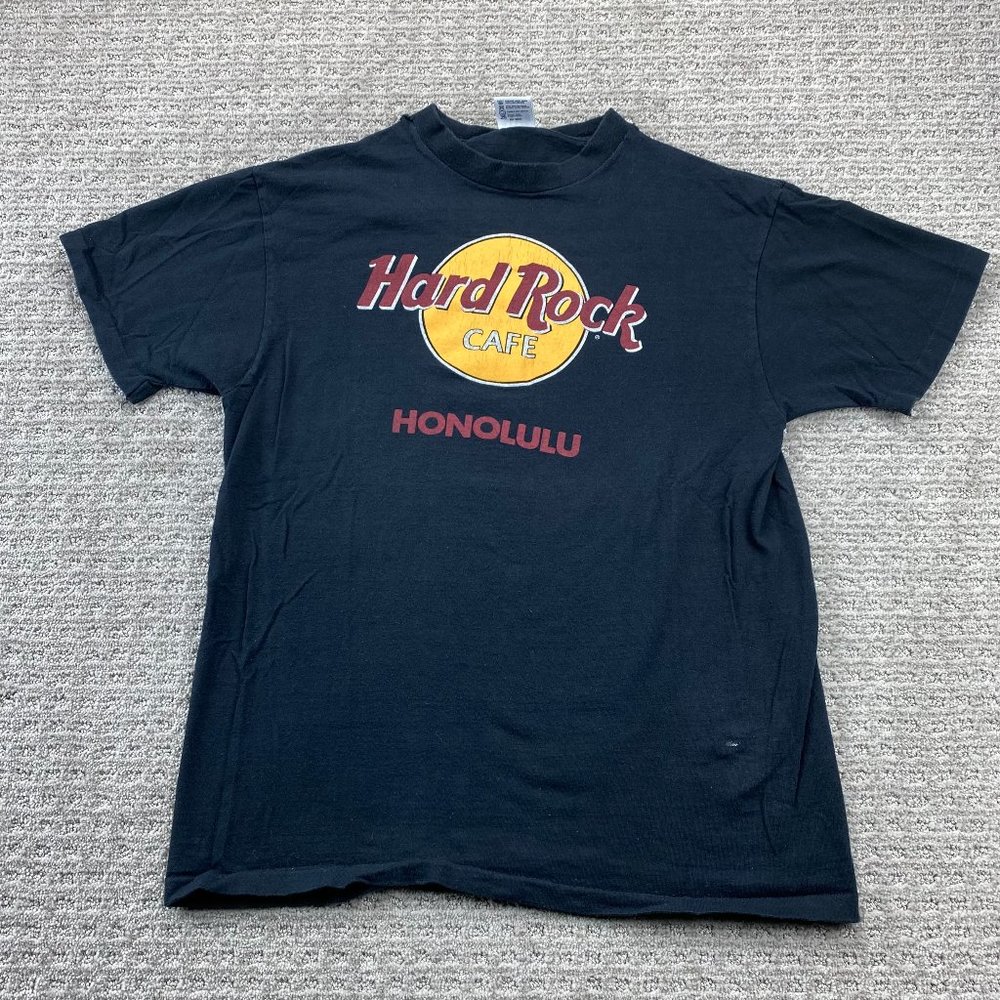 Vintage Hard Rock CAFE Honolulu Shirt Men Large L Black Anvil Single Stitch USA